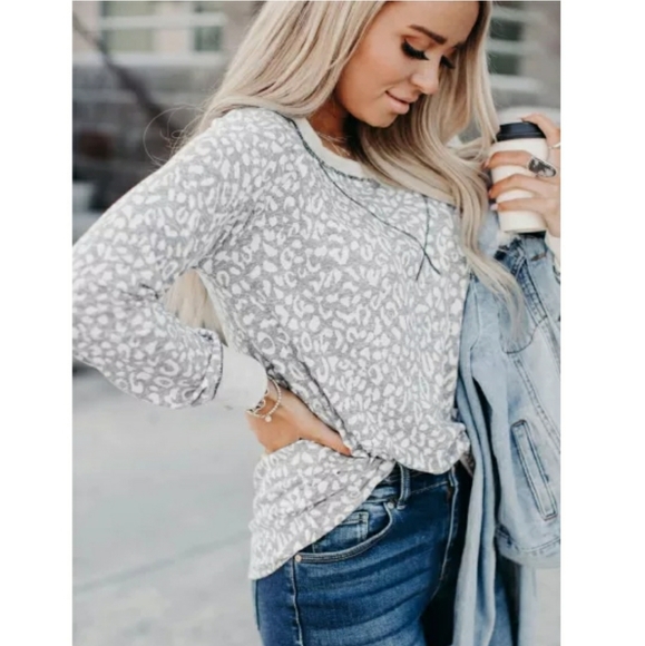 Gray Leopard Print Top - Picture 3 of 3